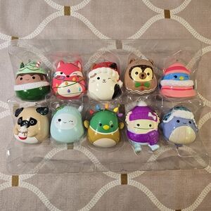 Set Of 10 Original Squishmallows Christmas Ornaments by Kurt Adler ~ Plastic